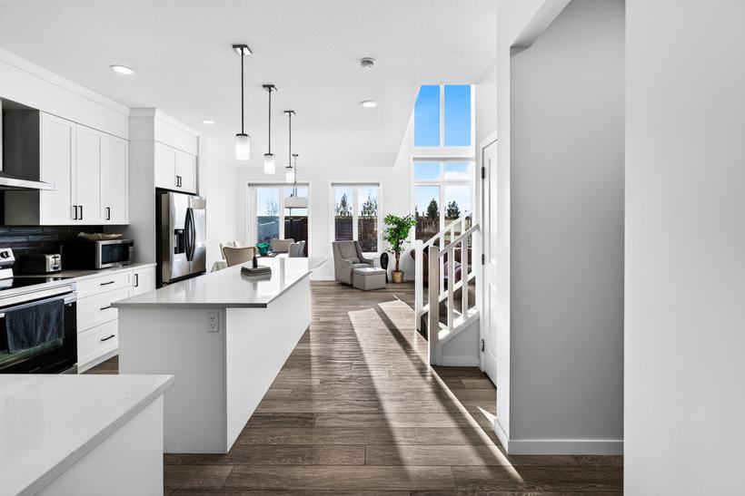 Kitchen island, looking through, 215 Mallard Grove SE